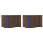 Wall-mounted bedside tables with LED lights, 2 units, brown oak. by , Nightstands - Ref: Foro24-852102, Price: 61,76 €, Disco...