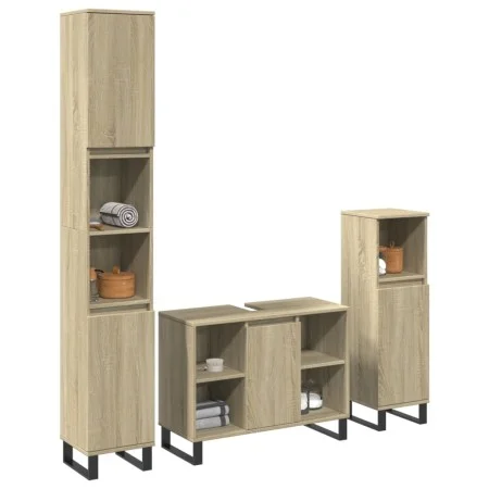 3-teiliges Badezimmermöbelset aus Eichenholz-Sonoma-Sperrholz. von , Badezimmermöbel - Ref: Foro24-3307681, Preis: 200,98 €, ...