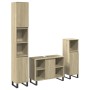 Set de muebles de baño 3 pzas madera contrachapada roble Sonoma de , Muebles de baño - Ref: Foro24-3307681, Precio: 204,03 €,...