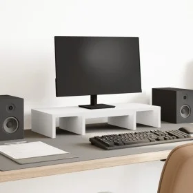 Adjustable white wooden screen stand 60x24x10.5 cm by , Computer bases and risers - Ref: Foro24-854625, Price: 21,31 €, Disco...