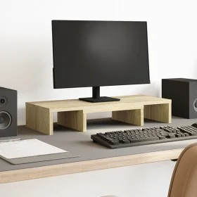 Adjustable oak Sonoma wood screen stand 60x24x10.5 cm by , Computer bases and risers - Ref: Foro24-854627, Price: 20,85 €, Di...