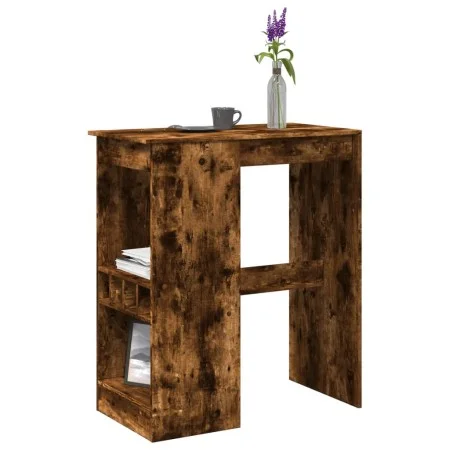 Tall table with smoked oak wood shelves 90x47.5x103.5 cm by , Kitchen and dining tables - Ref: Foro24-854341, Price: 83,94 €,...