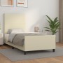 Estructura de cama sin colchón cuero sintético crema 90x200 cm