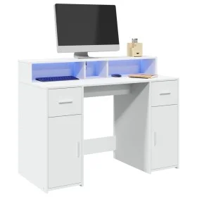 Schreibtisch mit LED-Licht, aus weißem Ingenieurholz, 120x55x91 cm. von , Schreibtische - Ref: Foro24-3309411, Preis: 194,37 ...