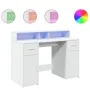 Engineered wood white desk with LED light 120x55x91 cm by , Desks - Ref: Foro24-3309411, Price: 194,37 €, Discount: %