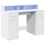Engineered wood white desk with LED light 120x55x91 cm by , Desks - Ref: Foro24-3309411, Price: 194,37 €, Discount: %