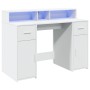 Schreibtisch mit LED-Licht, aus weißem Ingenieurholz, 120x55x91 cm. von , Schreibtische - Ref: Foro24-3309411, Preis: 187,24 ...