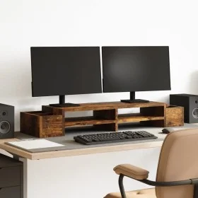 Screen support with smoked oak storage 100x27x15 cm by , Computer bases and risers - Ref: Foro24-854692, Price: 35,94 €, Disc...