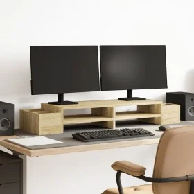 Screen support with Sonoma oak storage 100x27x15 cm by , Computer bases and risers - Ref: Foro24-854690, Price: 33,07 €, Disc...