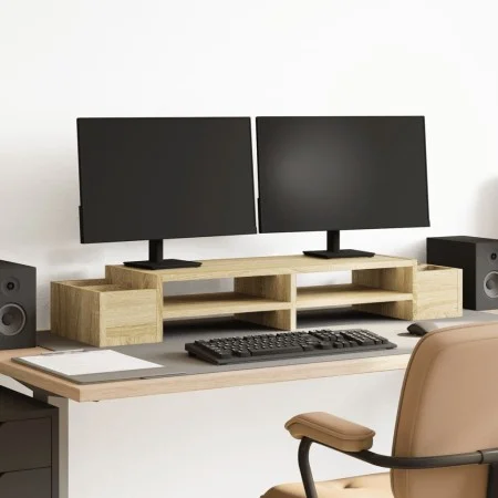 Screen support with Sonoma oak storage 100x27x15 cm by , Computer bases and risers - Ref: Foro24-854690, Price: 33,07 €, Disc...