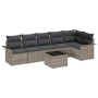 Conjunto de sofá de jardín con cojín 7 pcs Gris Poliratán
