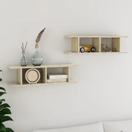 Estantes de pared 2 uds contrachapada roble Sonoma 75x18x20 cm de , Estantes y estanterías - Ref: Foro24-807190, Precio: 33,7...