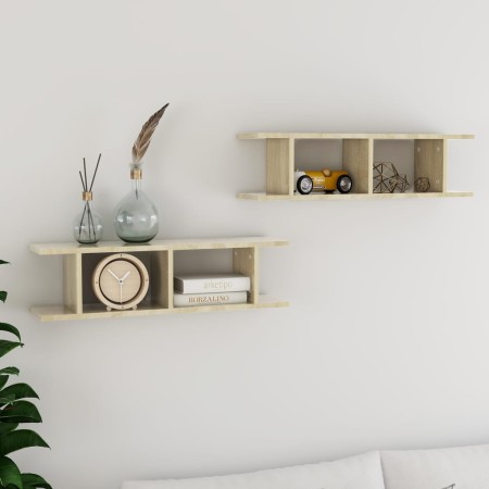 Wandregale 2 Stück Sperrholz Eiche Sonoma 75x18x20 cm von , Regale und Regale - Ref: Foro24-807190, Preis: 34,27 €, Rabatt: %