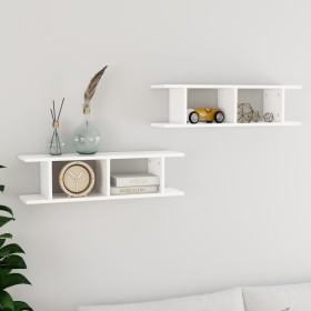 Wall shelves 2 units plywood white 75x18x20 cm by , Shelves and shelves - Ref: Foro24-807187, Price: 35,11 €, Discount: %