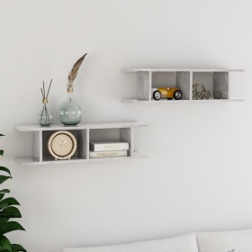 Wall shelf 2 units plywood gray concrete 75x18x20 cm by , Shelves and shelves - Ref: Foro24-807191, Price: 28,18 €, Discount: %