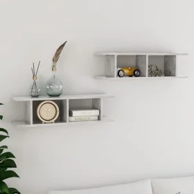 Wall shelf 2 units plywood gray concrete 75x18x20 cm by , Shelves and shelves - Ref: Foro24-807191, Price: 28,65 €, Discount: %