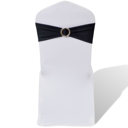 Moño decorativo elástico para sillas con hebilla 25 pzas Negro de , Fundas - Ref: Foro24-130346, Precio: 26,41 €, Descuento: %