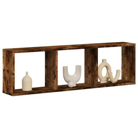 Smoked oak engineered wood wall cabinet 100x16x30 cm by , Shelves and shelves - Ref: Foro24-854872, Price: 30,96 €, Discount: %