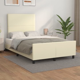 Estructura de cama sin colchón cuero sintético crema 120x200 cm