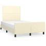 Estructura de cama sin colchón cuero sintético crema 120x200 cm