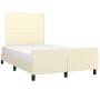 Estructura de cama sin colchón cuero sintético crema 120x200 cm