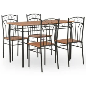 5-piece dining set made of brown MDF and steel by , Furniture sets for kitchens and dining rooms - Ref: Foro24-281400, Price:...