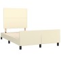 Estructura de cama sin colchón cuero sintético crema 120x200 cm