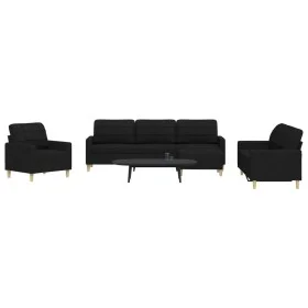 4-piece black fabric sofa set with footrests by , Sofas - Ref: Foro24-3278299, Price: 670,52 €, Discount: %