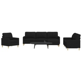 Juego de sofás con reposapiés 4 piezas tela negro de , Sofás - Ref: Foro24-3278299, Precio: 680,99 €, Descuento: %