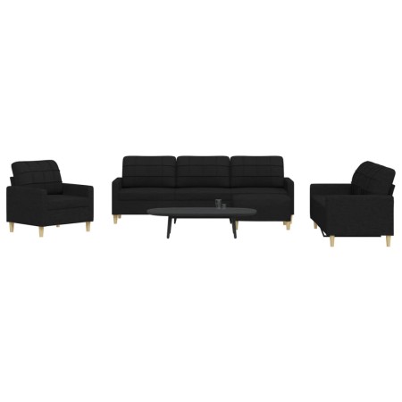4-piece black fabric sofa set with footrests by , Sofas - Ref: Foro24-3278299, Price: 680,99 €, Discount: %