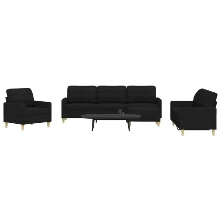 4-piece black fabric sofa set with footrests by , Sofas - Ref: Foro24-3278299, Price: 670,52 €, Discount: %