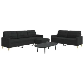 Juego de sofás con reposapiés 3 piezas tela negro by , Sofas - Ref: Foro24-3278331, Price: 533,69 €, Discount: %