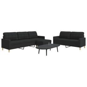 Sofagarnitur mit Fußhocker, 3-teilig, Stoff schwarz von , Sofas - Ref: Foro24-3278331, Preis: 542,07 €, Rabatt: %