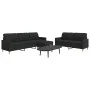 Juego de sofás con reposapiés 3 piezas tela negro by , Sofas - Ref: Foro24-3278331, Price: 533,69 €, Discount: %