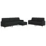 Juego de sofás con reposapiés 3 piezas tela negro by , Sofas - Ref: Foro24-3278331, Price: 533,69 €, Discount: %