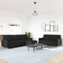 Juego de sofás con reposapiés 3 piezas tela negro by , Sofas - Ref: Foro24-3278331, Price: 533,69 €, Discount: %