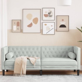 Chesterfield-Sofa mit 3 Sitzen und Kissen aus hellgrauem Samt. von , Sofas - Ref: Foro24-372693, Preis: 255,72 €, Rabatt: %