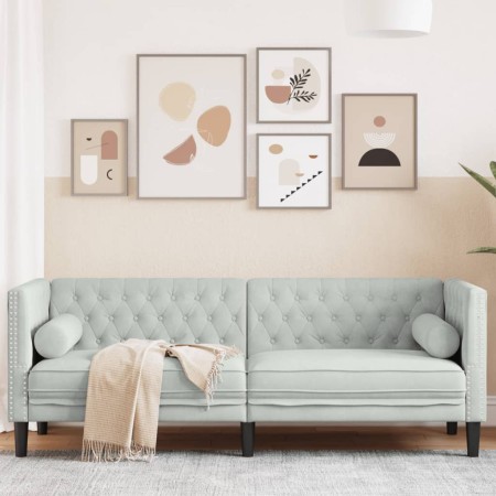 Chesterfield 3-seater sofa with light gray velvet cushions by , Sofas - Ref: Foro24-372693, Price: 255,72 €, Discount: %