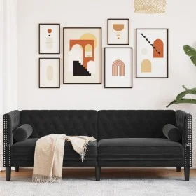 Chesterfield 3-seater sofa with black velvet cushions by , Sofas - Ref: Foro24-372698, Price: 364,21 €, Discount: %