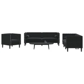 Chesterfield sofa set with 3 black velvet cushions. by , Sofas - Ref: Foro24-3209286, Price: 876,33 €, Discount: %