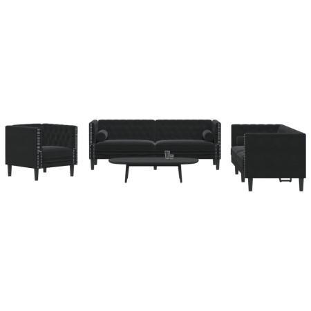 Chesterfield sofa set with 3 black velvet cushions. by , Sofas - Ref: Foro24-3209286, Price: 740,51 €, Discount: %