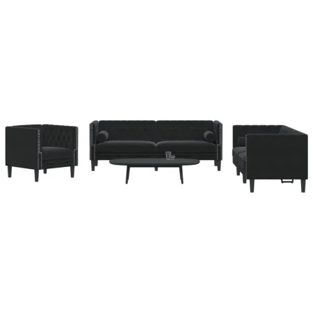 Chesterfield sofa set with 3 black velvet cushions. by , Sofas - Ref: Foro24-3209286, Price: 876,33 €, Discount: %