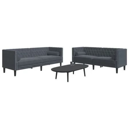 Chesterfield sofa set with 2 dark gray velvet cushions. by , Sofas - Ref: Foro24-3209292, Price: 640,25 €, Discount: %