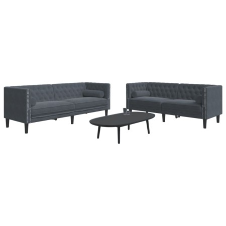 Chesterfield-Sofas mit 2 dunkelgrauen Samtkissen. von , Sofas - Ref: Foro24-3209292, Preis: 489,05 €, Rabatt: %