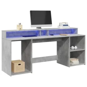 Desk with LED lights, engineered wood, gray concrete finish, 200x55x91 cm. by , Desks - Ref: Foro24-3309441, Price: 205,13 €,...
