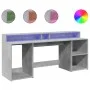 Desk with LED lights, engineered wood, gray concrete finish, 200x55x91 cm. by , Desks - Ref: Foro24-3309441, Price: 205,13 €,...