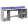 Escritorio con LED madera ingeniería gris hormigón 200x55x91 cm de , Escritorios - Ref: Foro24-3309441, Precio: 208,76 €, Des...