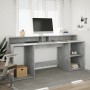 Escritorio con LED madera ingeniería gris hormigón 200x55x91 cm de , Escritorios - Ref: Foro24-3309441, Precio: 208,76 €, Des...