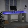 Desk with LED lights, engineered wood, gray concrete finish, 200x55x91 cm. by , Desks - Ref: Foro24-3309441, Price: 205,13 €,...