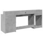Desk with LED lights, engineered wood, gray concrete finish, 200x55x91 cm. by , Desks - Ref: Foro24-3309441, Price: 205,13 €,...